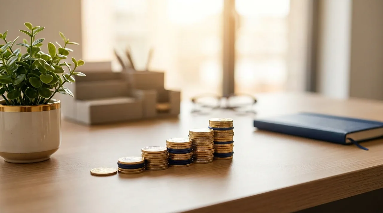 A growing stack of coins labeled as a workplace retirement plan
